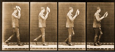 Image Sequence of a Man with a Hat Walking, 